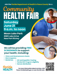 community health fair poster with event information
